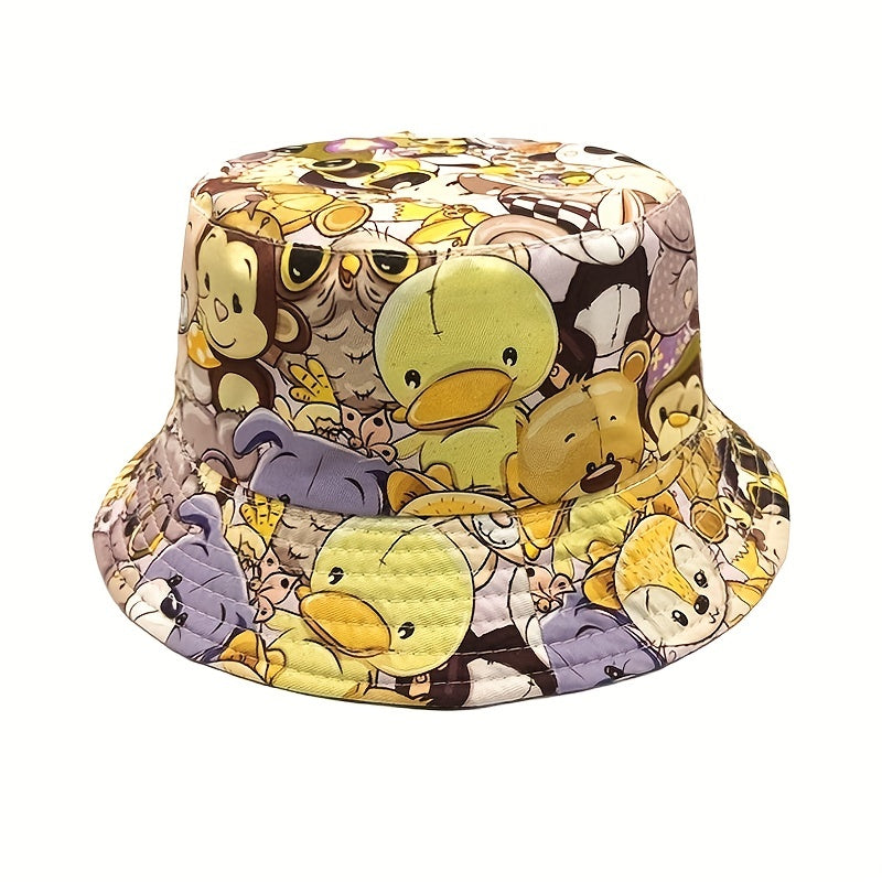Kids Sunshade Bucket Hat Cartoon Pattern Double sided Sun Hat