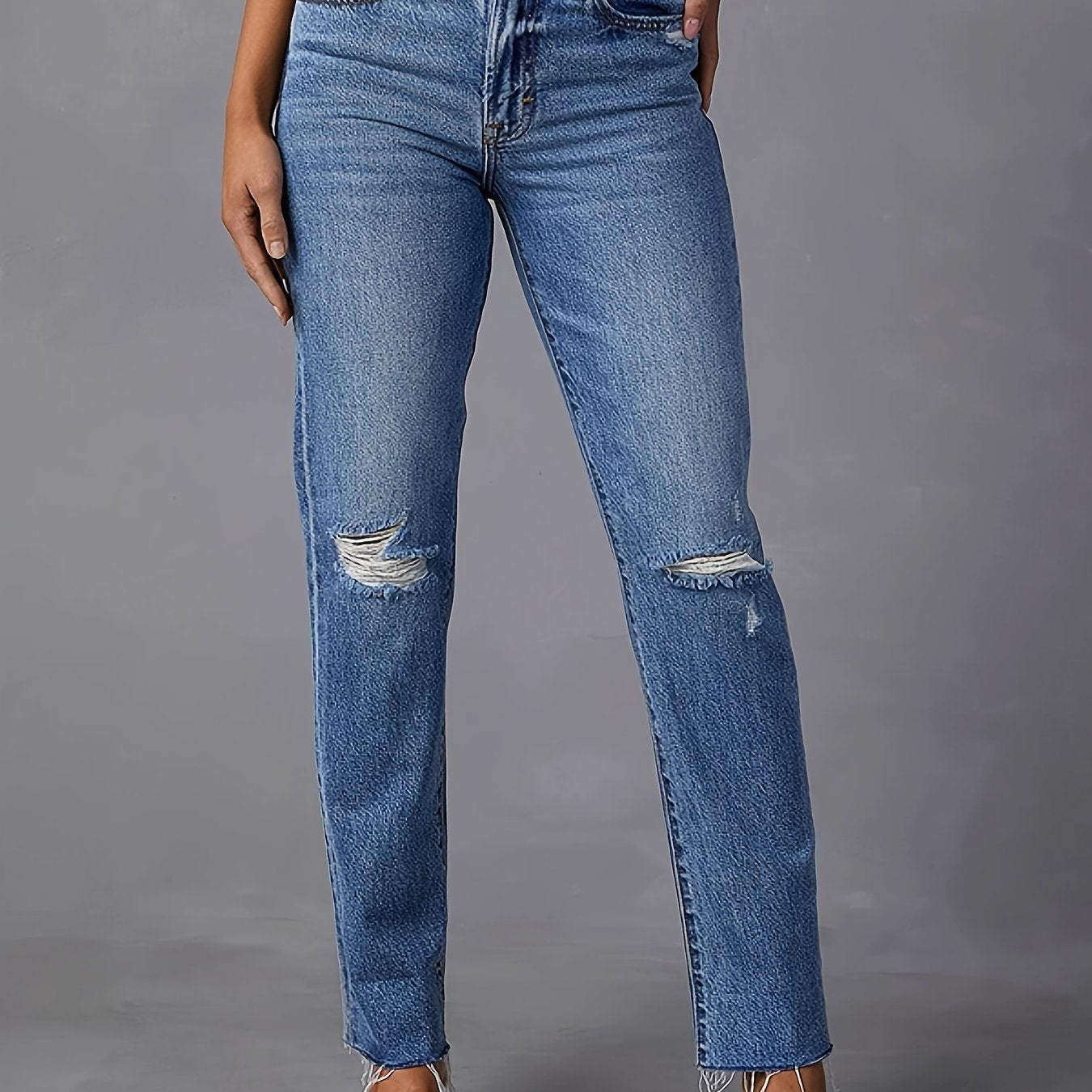  Washed Ripped High Stretch Jeans