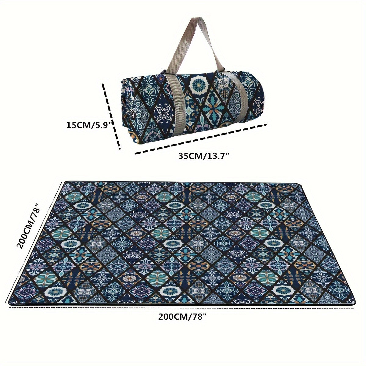 Retro Printed Picnic Mat 210D Oxford Cloth Waterproof Foldable Durable Odor Mat