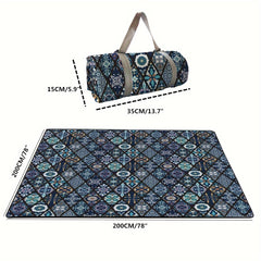 Retro Printed Picnic Mat 210D Oxford Cloth Waterproof Foldable Durable Odor Mat