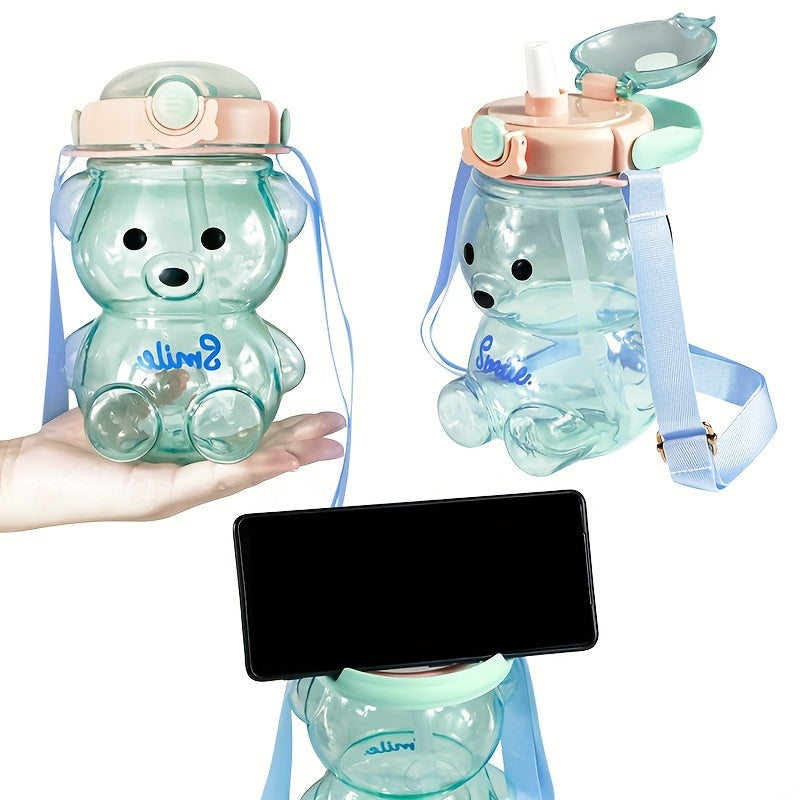 34oz Bear Handheld Water Cup For Kids With Straw