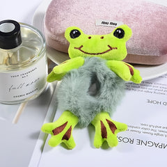Cartoon Plush Frog Hair Tie Scrunchie Elastic Hair Accessories