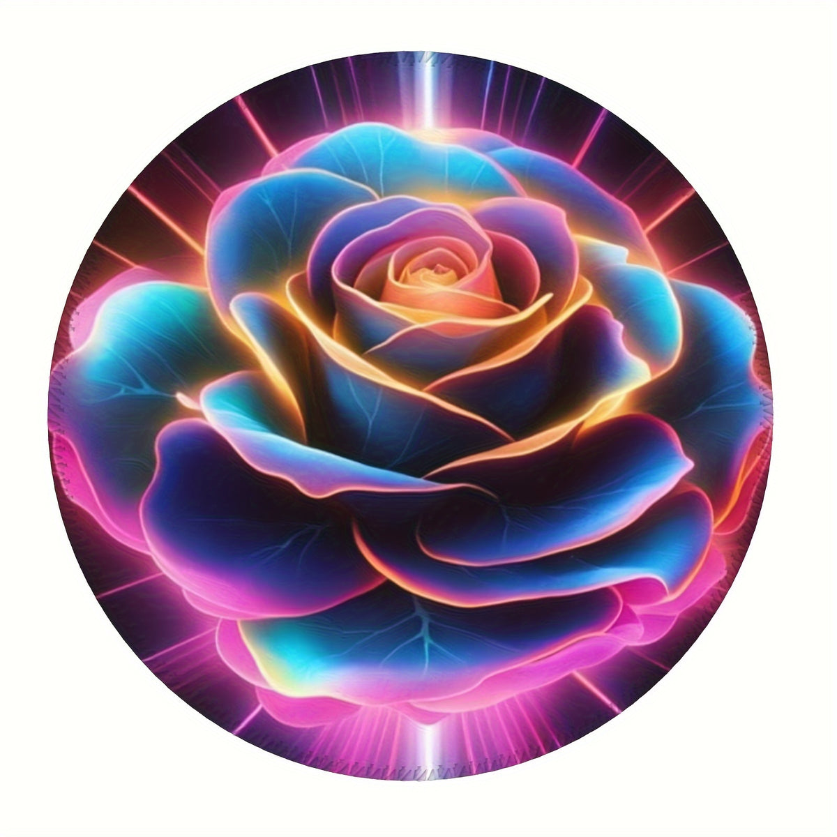 Rose Pattern 20x20cm Round Mousepad Home Office Rubber Lock Non slip Mousepad