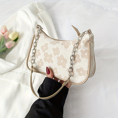Flower Pattern Canvas Shoulder Bag Women's Crossbody Bag
