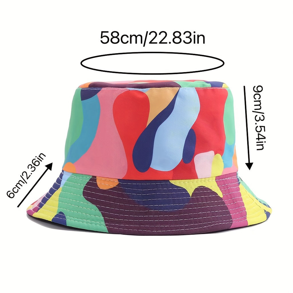Block Print Bucket Hat Reversible Lightweight Cartoon Basin Hat