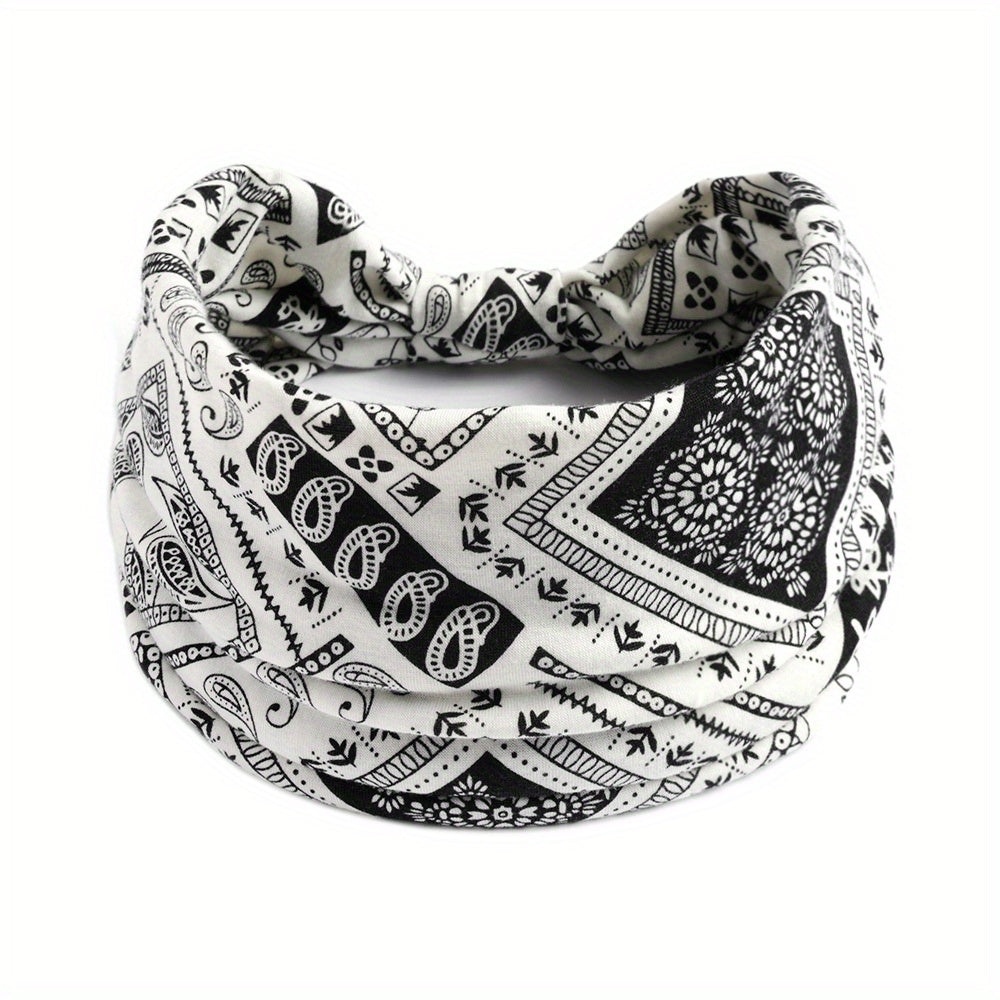 Boho Style Wide Brim Headband Paisley Pattern Sports Sweatband