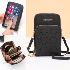 Love Pattern Zipper Purse Solid Crossbody Bag