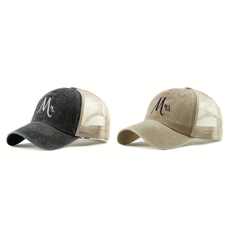 Couple Trucker Hat Distressed Mesh Baseball Cap Adjustable Dad Hats