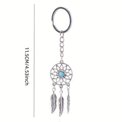 Dream Catcher Leaf Feather Tassel Keychain Jewelry