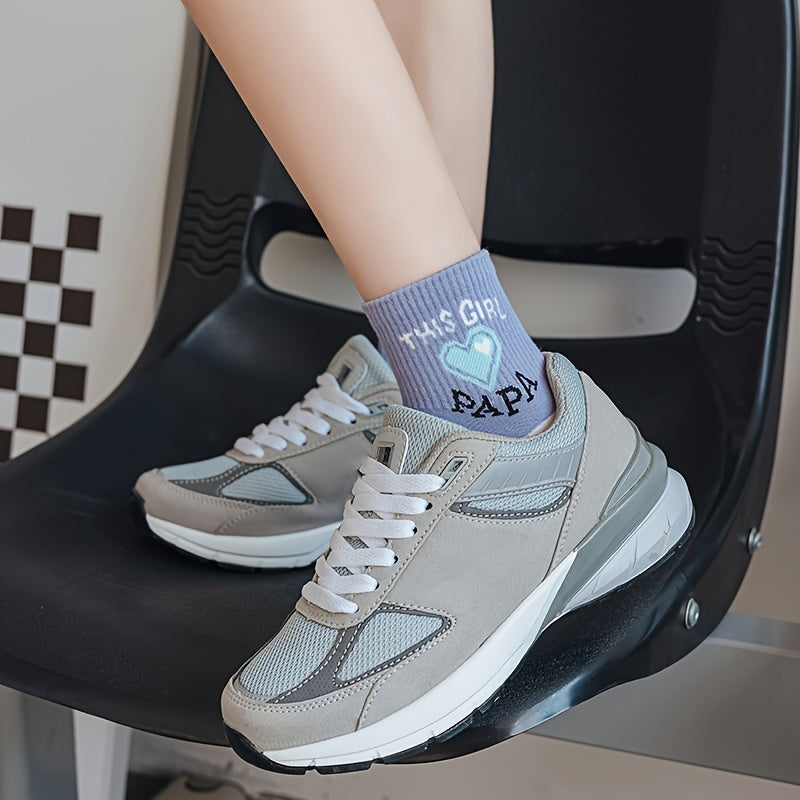 5 Pairs Floral & Heart Print Socks Women's Stockings