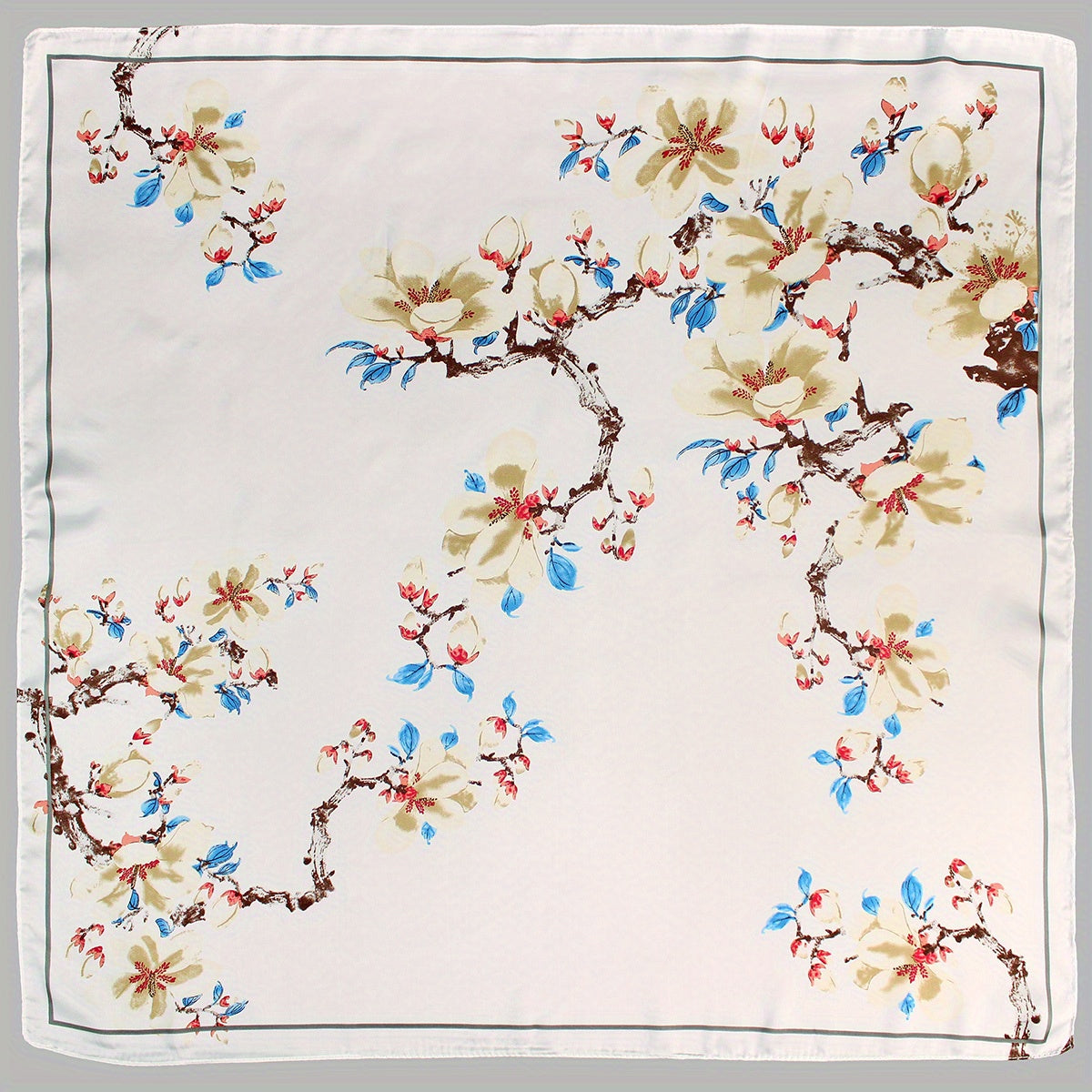 Flower Printed Square Scarf Silky Soft Headscarf Hair Wraps For Sleep