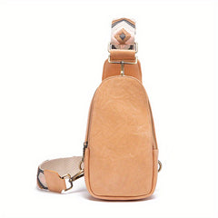 Embroidery Wide Strap Casual Chest Bag PU Crossbody Waist Bag