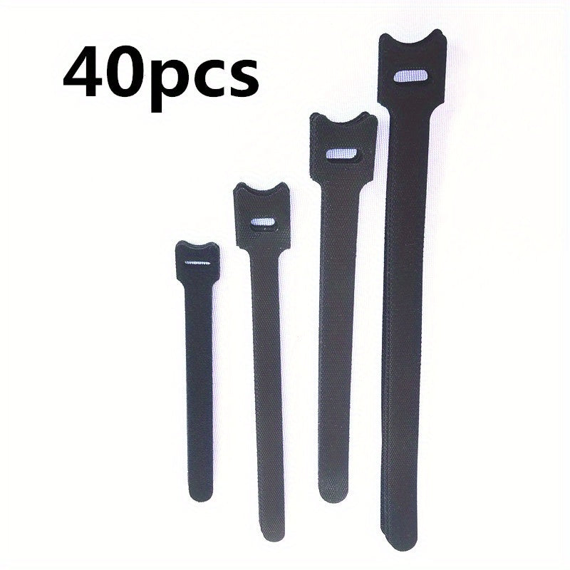40pcs Reusable Cable Straps 4 Lengths Solid Hook And Loop Cable Straps