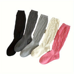 Solid Calf Socks Knee High Stockings Women's Hosiery