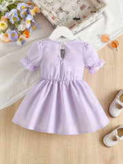 Baby Girls Flowers Pattern Dress Princess Dresses Summer Puff Sleeves Dresses