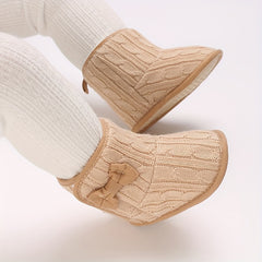 Bowknot Baby Girls Comfort Boots - Soft Warm Fleece - Indoor Autumn Winter