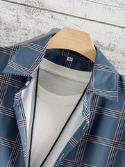 Men's Plaid Stretch Button Up Short Sleeve Shirt
