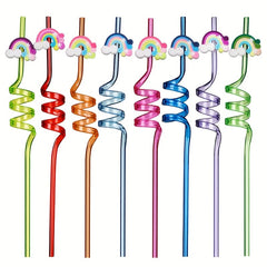 4pcs Rainbow Straws For Party Favors Baby Shower Drinking Straws