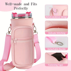40oz Ice Tumbler Cup Cover w/ Pocket & Strap for Outdoor Travel