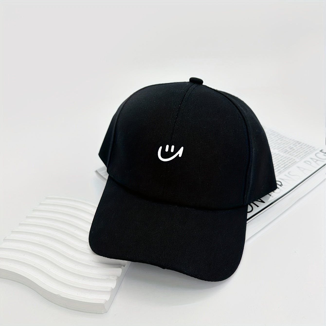 Smiling Print Baseball Cap Casual Breathable Dad Hats Adjustable Sun Hat