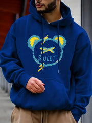 Cartoon Bear & Sweet Print Hoodie Hoodies For Men