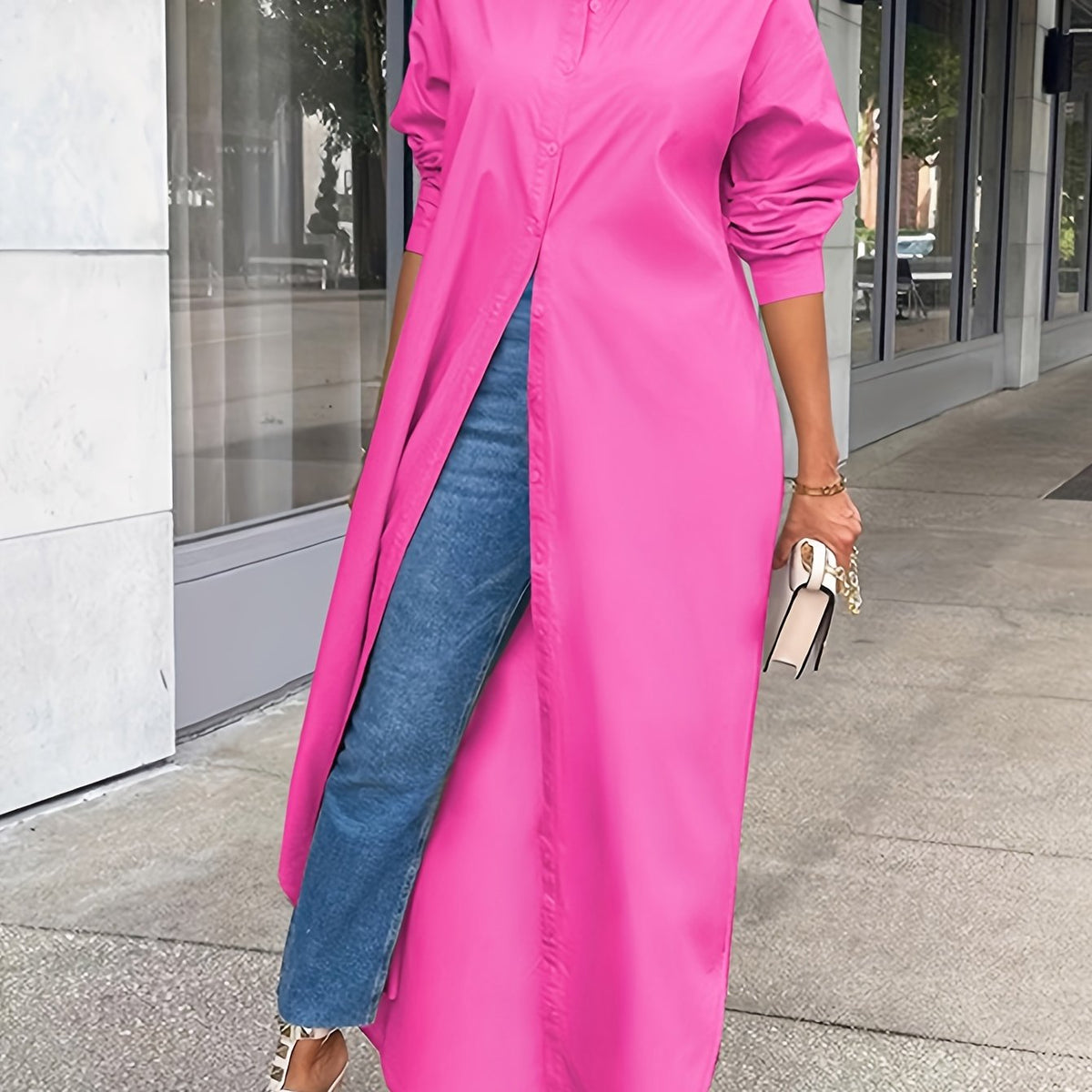  Casual Blouse Women's Plus Solid Button Up Long Sleeve