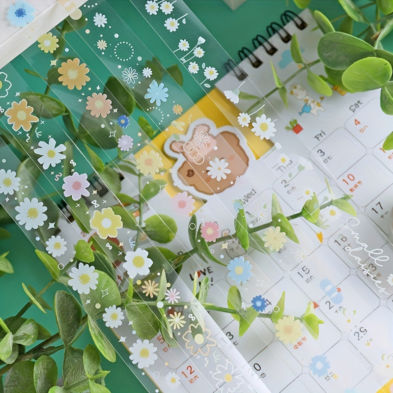 Adhesive Tape Transparent Flower Daisy Pattern Decorative Sticker Clear Tape