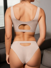 Solid Bra & Panties Set Full Coverage & Cut Out Lingerie Women's Underwear