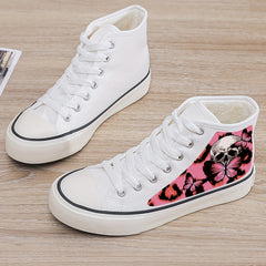 Skull & Butterfly Plush Lined Canvas Sneakers
