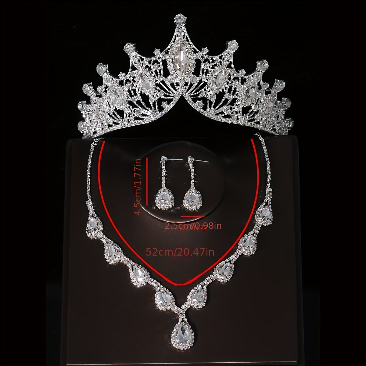 Crystal Bridal Headband Necklace Earrings Set Wedding Accessory