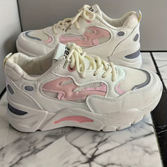 Women's Chunky Sneakers Block Faux Leather Casual Wear Resistance