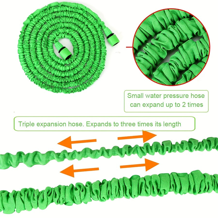 1pc Expandable Garden Hose With Water Gun 7 Function Nozzle