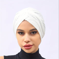 Solid Lace Turban Cap Head Wraps Elastic Hijab Hats Ramadan Beanie