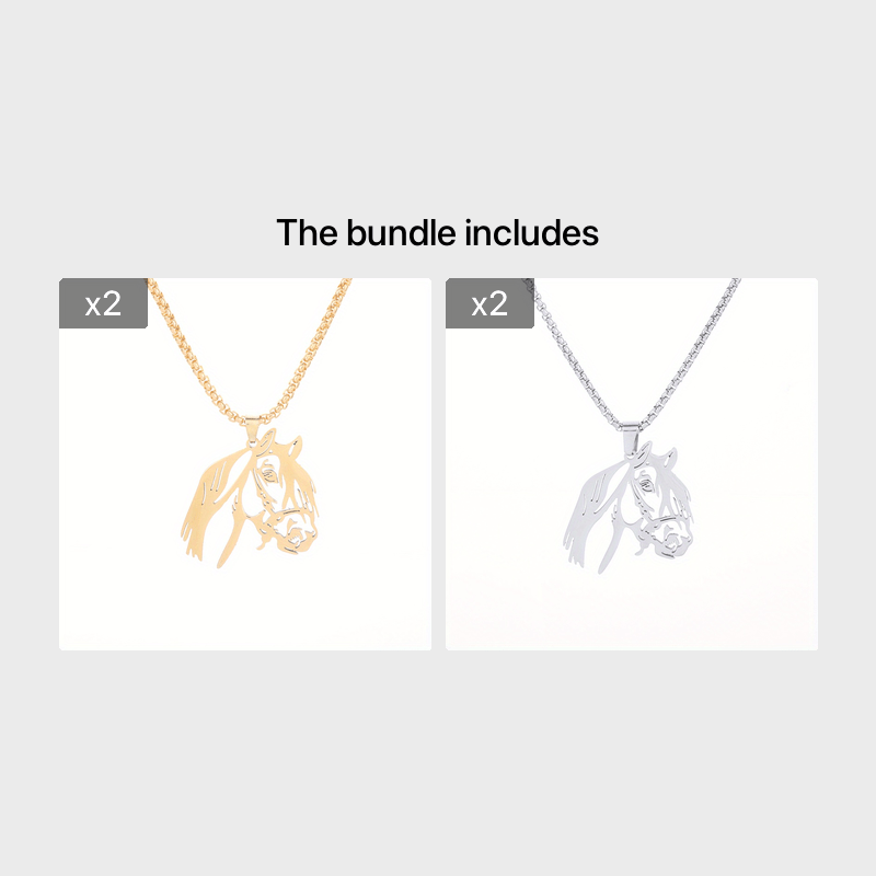 Horse Head Stainless Steel Pendant Necklace Punk Style Hip Hop Rock Jewelry