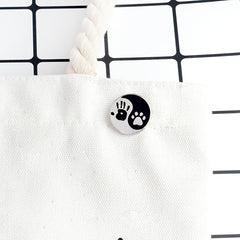 Men's Tai Chi Decorative Button with Cat Paw Print