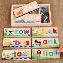 Educational See & Spell Wooden Toy CVC Word Builder Puzzle Boards