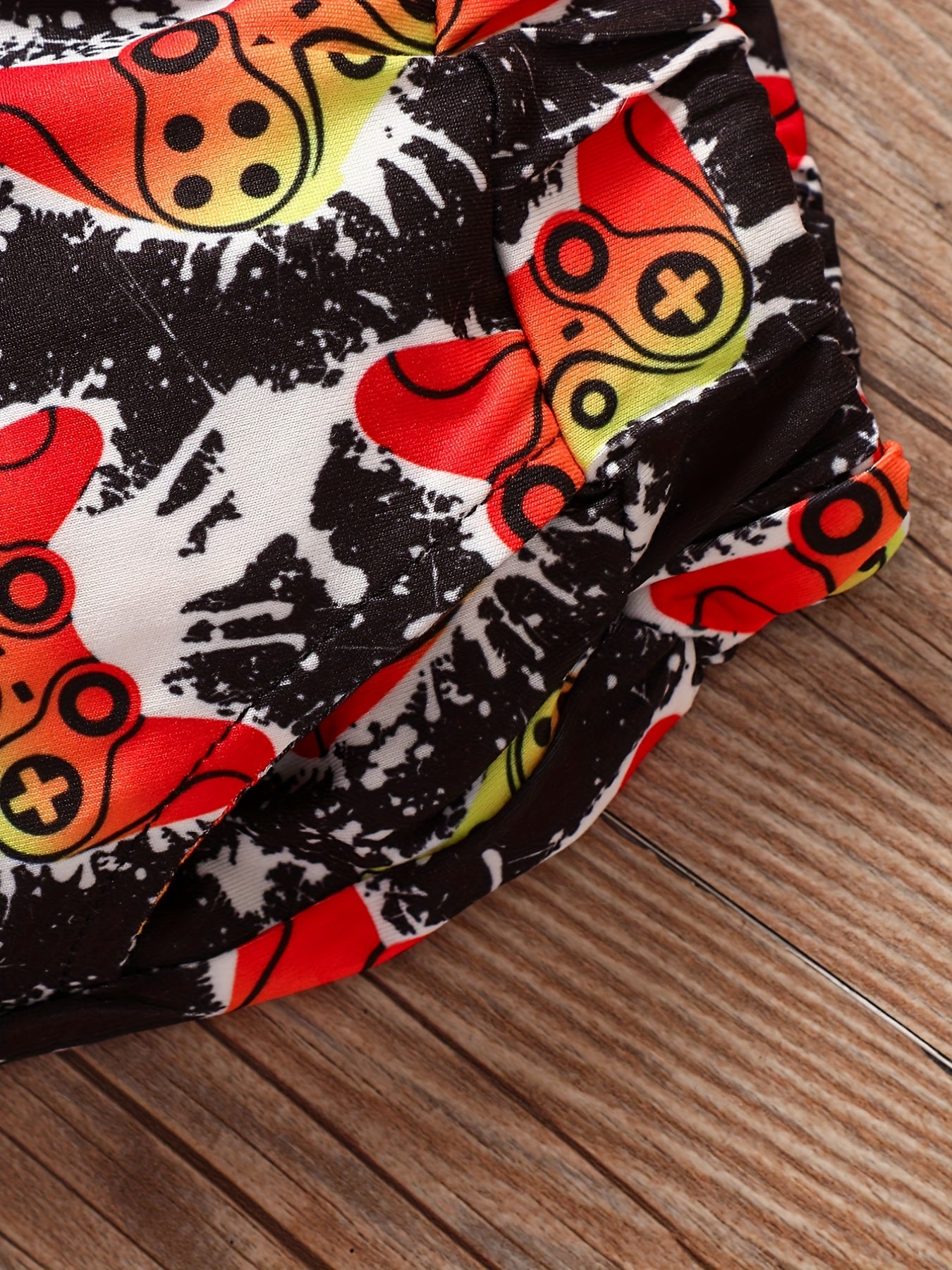 Boys Gamepad Print Casual Outfit T-shirt & Shorts Set