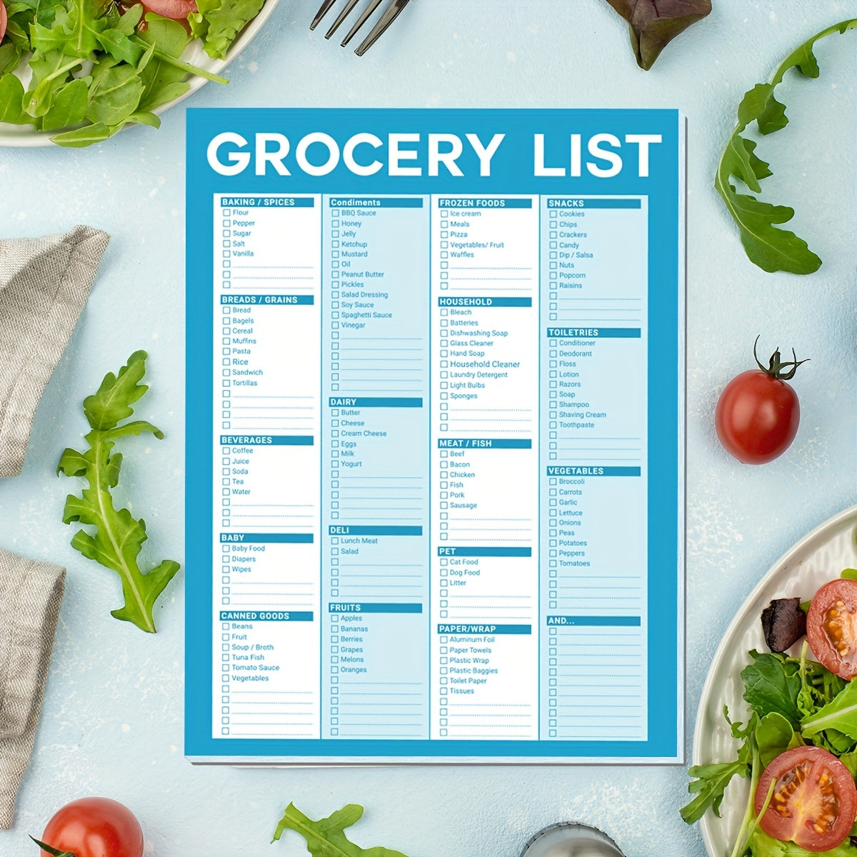 Trees Grocery List Magnet Pad For Fridge 52 Sheets