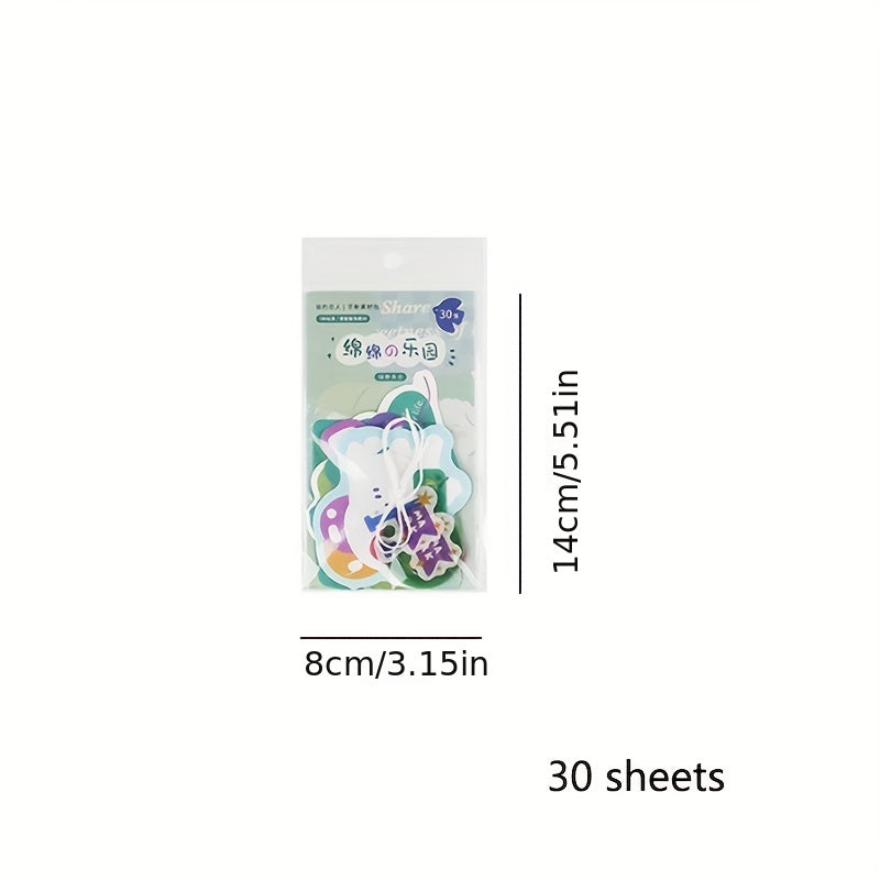 30 Sheets Sponge of Paradise Series Cartoon Journal DIY Collage Decoration