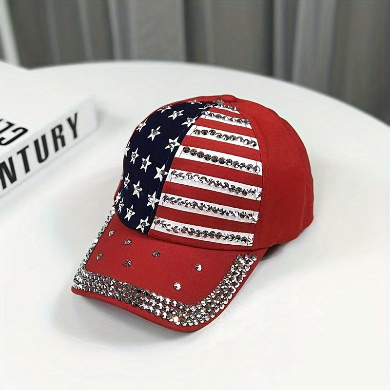 Flag Rhinestone Baseball Cap Patriotic Dad Hat