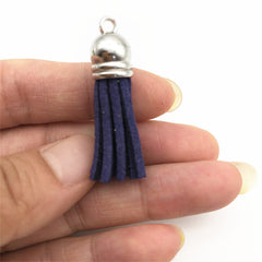 10pcs 38mm Leather Tassel Cap Charms Earring Fringe Keychain Pendant Straps