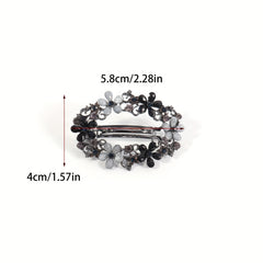 Vintage Rhinestone Flower Hollow Barrette Hair Clip for Women