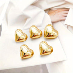 5pcs Peach Heart Metal Buckle Small Fragrance Coat Button
