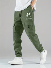 Smile Print Cargo Pants Men s Flap Pocket Trousers Loose Casual Outdoor Pants