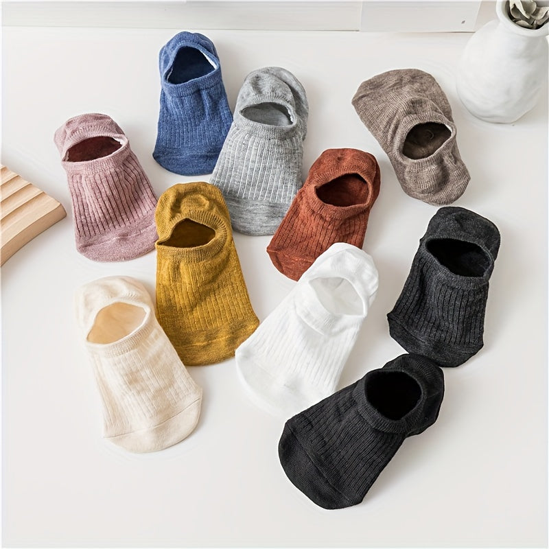 10 Pairs Solid Ankle Socks Soft & Lightweight Women's Stockings