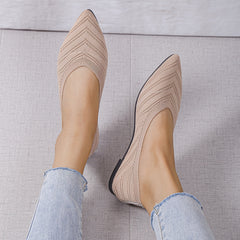 Women's Knitted Ballet Flats Slip On Shoes Lightweight Walking Shoes