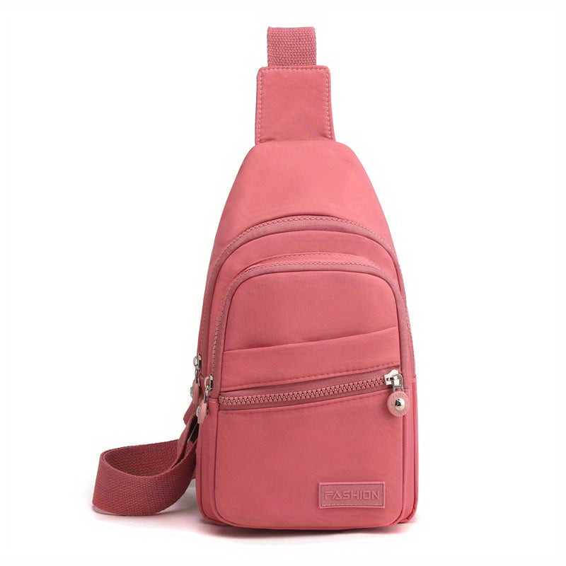 Nylon Single Zipper Chest Bag Casual Sling Bag