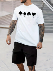 Poker Card Suits GOD Print Men's Graphic Crew Neck T shirt