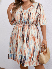 Casual Dress Women's Plus V Neck Short Sleeve Dress