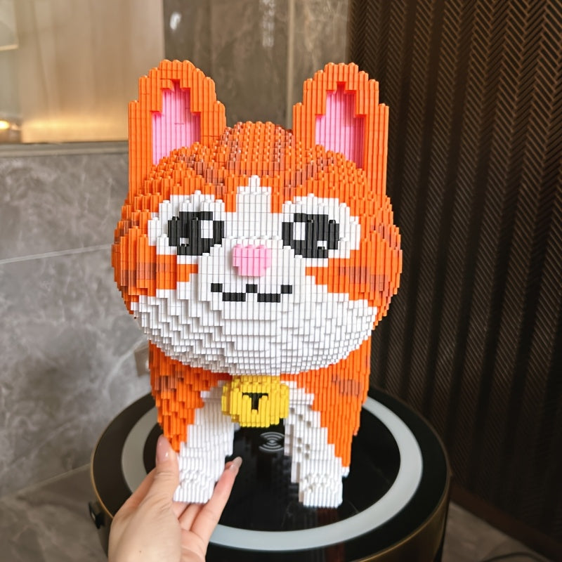 Large Orange Cat Building Block Set Party Game DIY 3D Puzzle Assembly